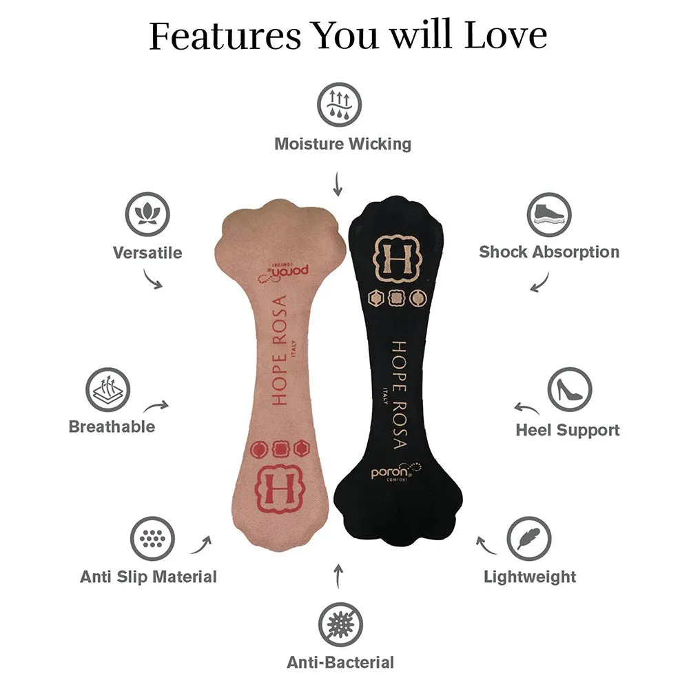 2-Pair of Full Length Cushion Insoles for Women - Rose