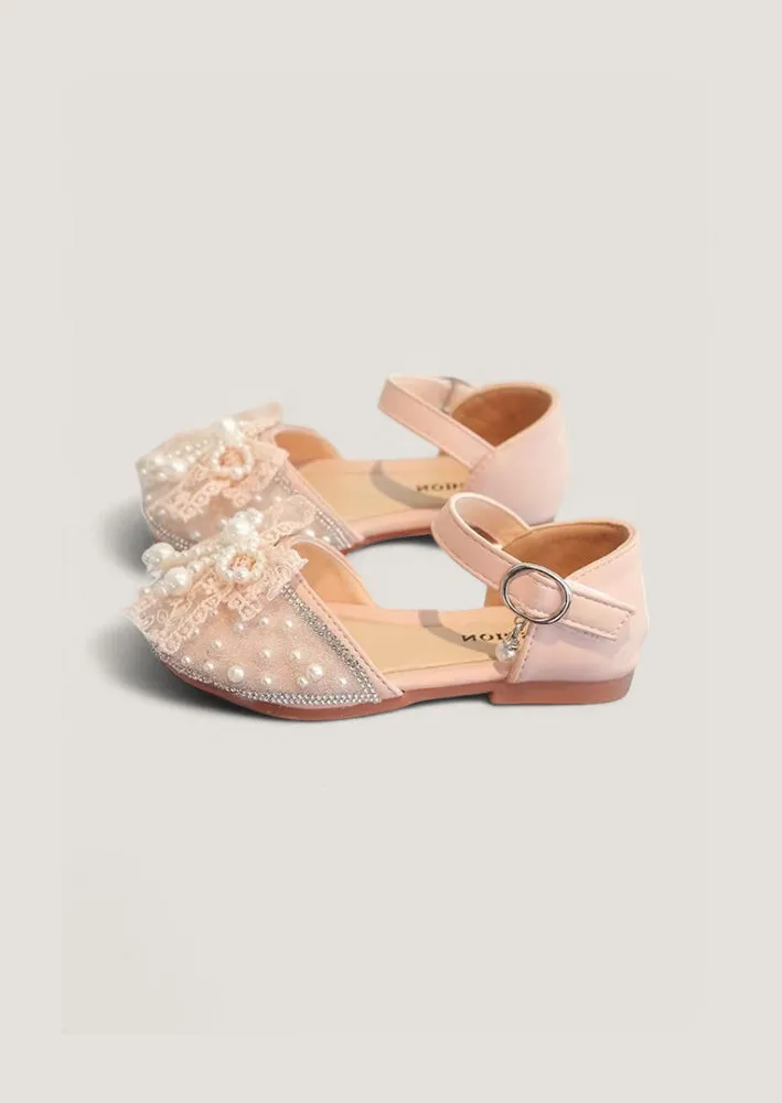 Beaded Wedding Flats in Beige