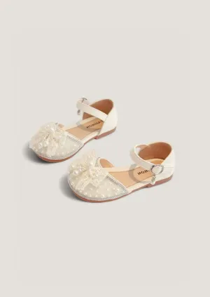 Beaded Wedding Flats in Beige