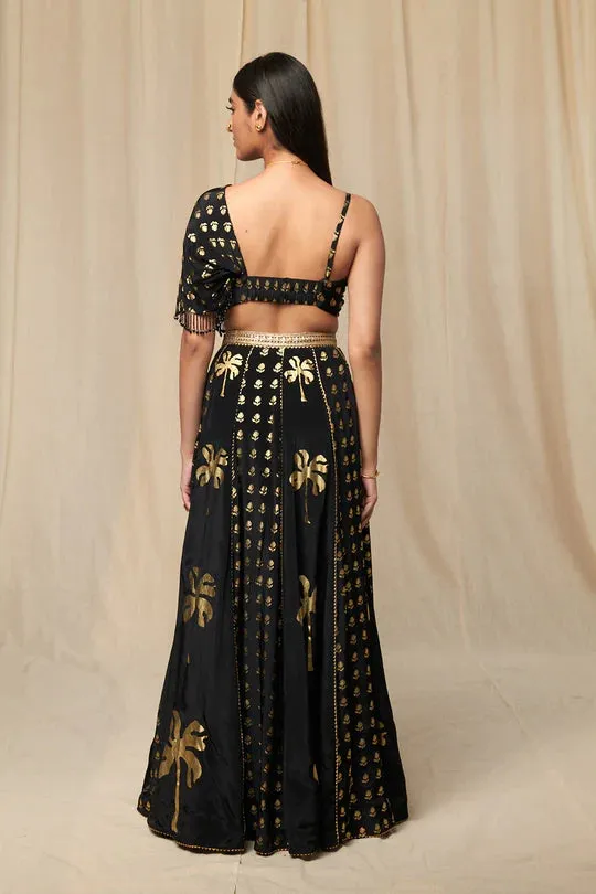 Black Wallflower Lehenga Set