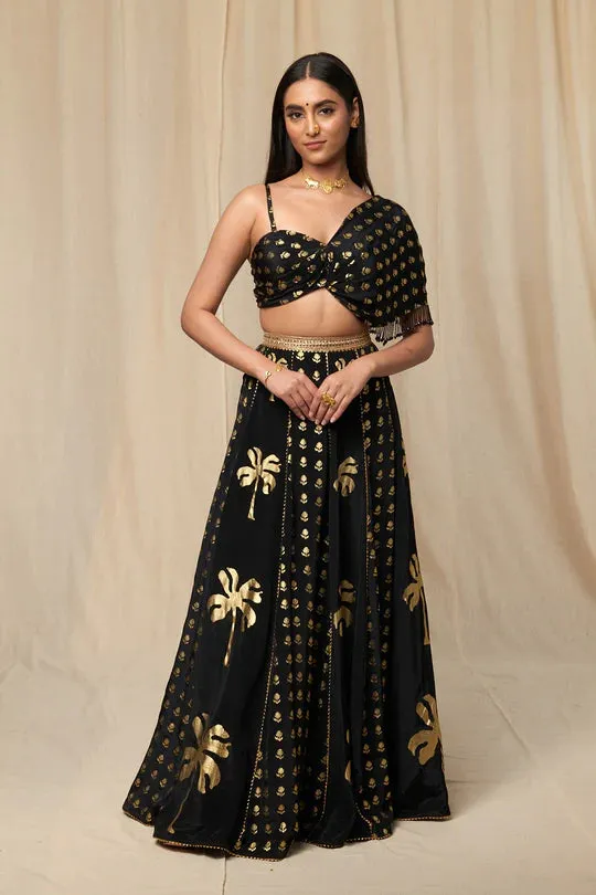 Black Wallflower Lehenga Set