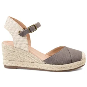 Brinley Co Comfort Womens Espadrille Ankle Strap Wedge Grey, 8 Regular US