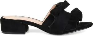 Brinley Co. Womens Salest Ruffle Faux Suede Slide-on Mules Black, 7.5 Regular US
