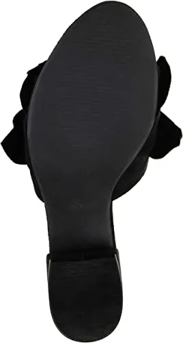 Brinley Co. Womens Salest Ruffle Faux Suede Slide-on Mules Black, 7.5 Regular US