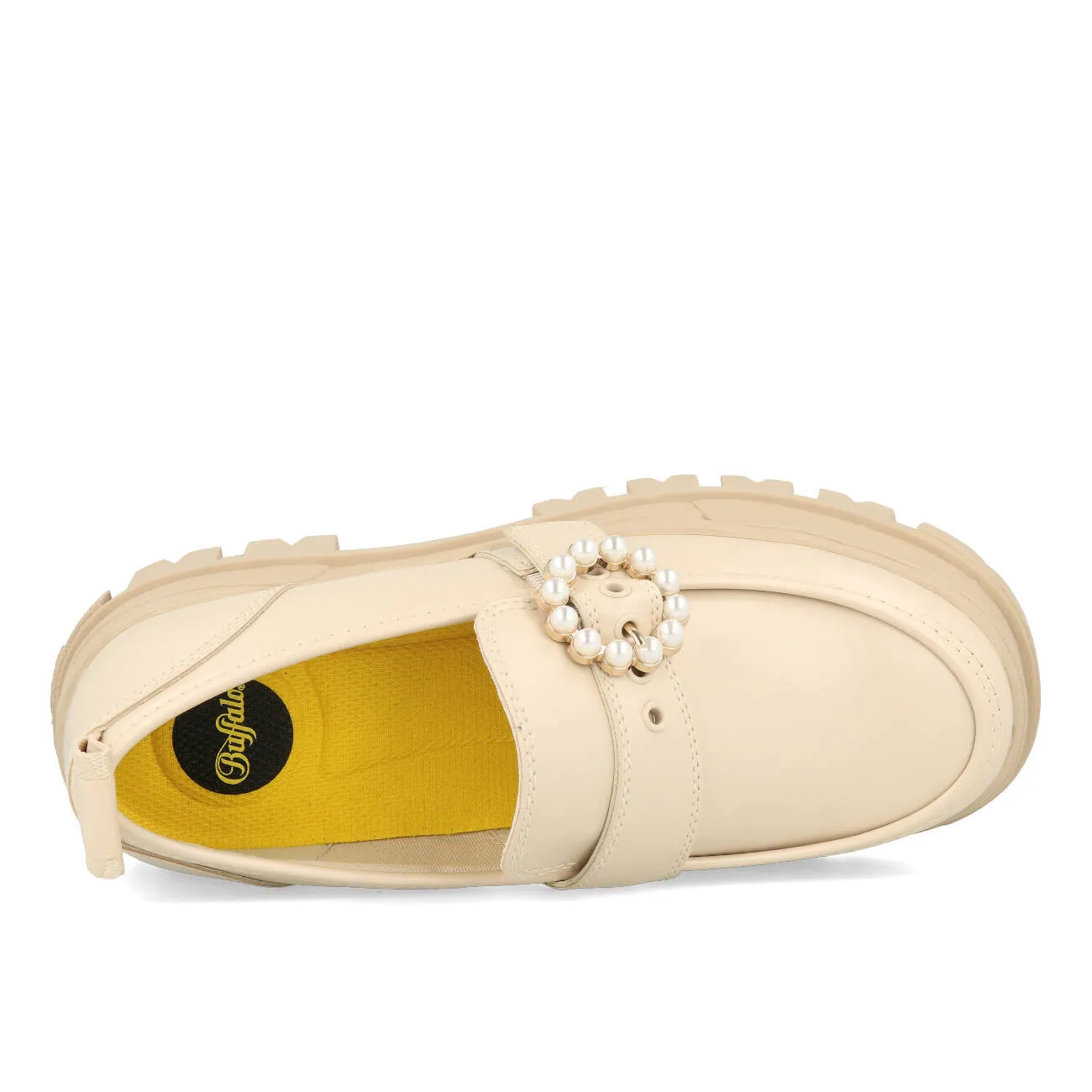 Buffalo Aspha Loafer Buckle Shoe Flat Damen Vegan Box Nappa Beige