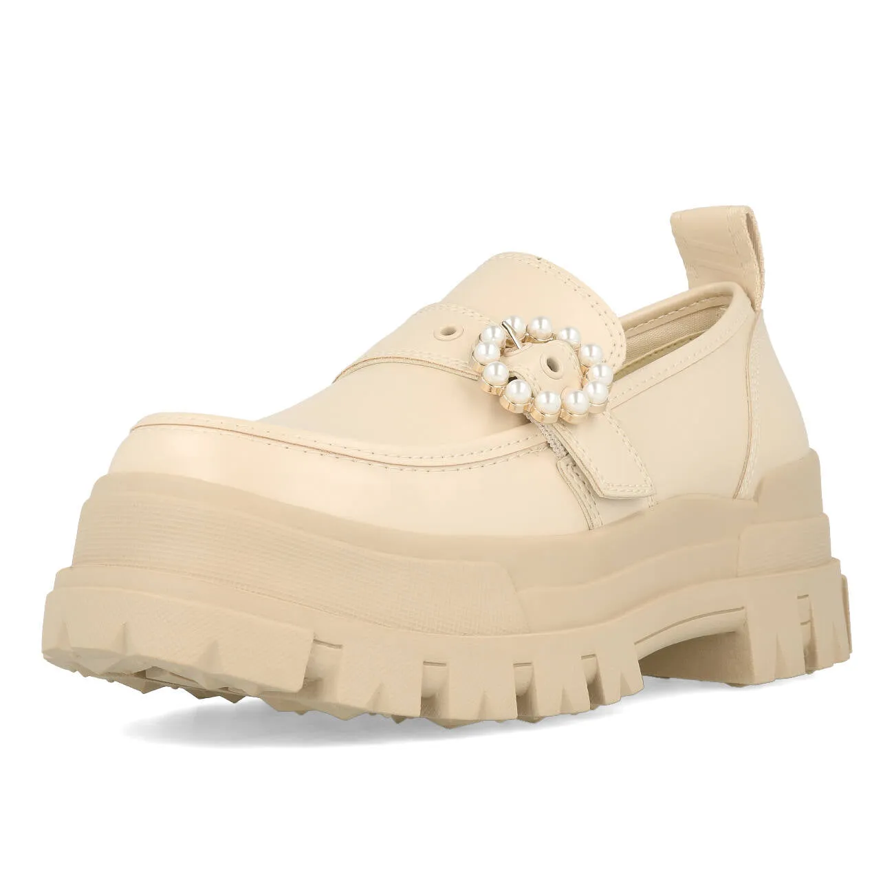 Buffalo Aspha Loafer Buckle Shoe Flat Damen Vegan Box Nappa Beige