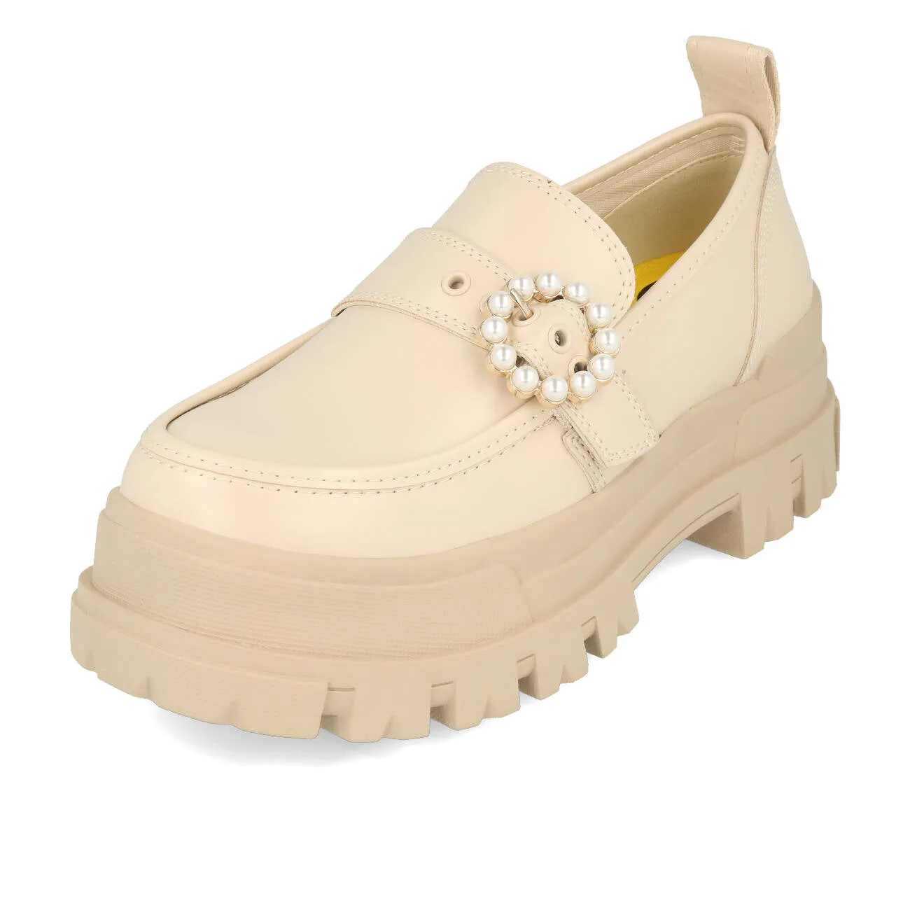 Buffalo Aspha Loafer Buckle Shoe Flat Damen Vegan Box Nappa Beige