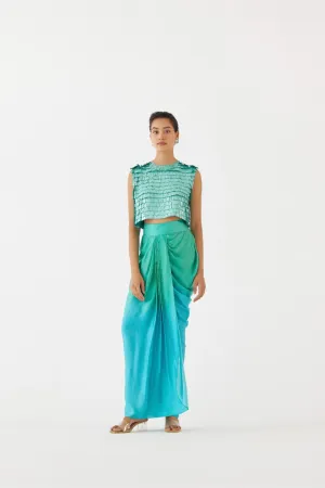 CASPIAN BLOUSE & OMBRE DRAPED SKIRT