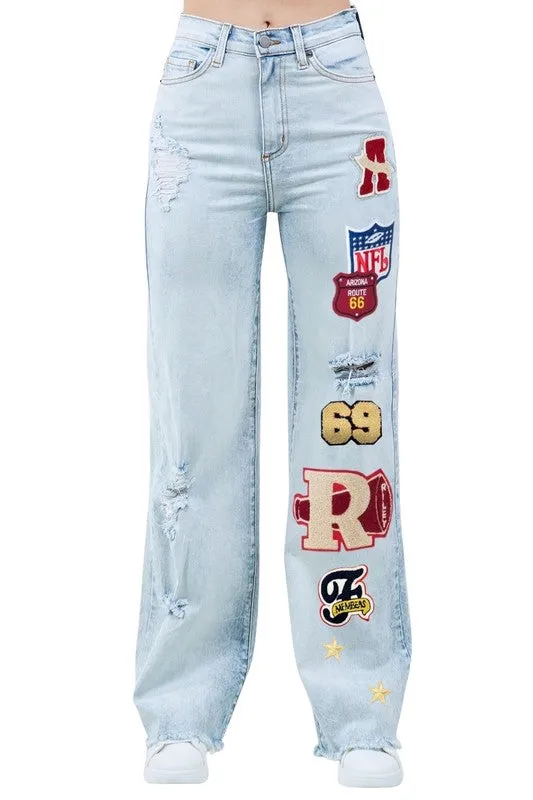 Charlotte Varsity Patchwork Blue Jeans