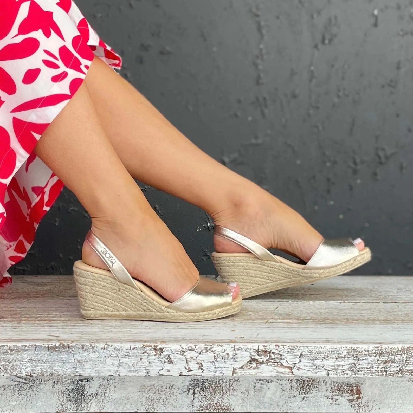 Classic Espadrille Wedge ('23 Edit) in Champagne Metallic
