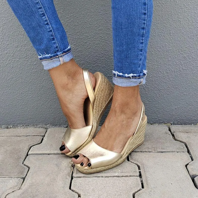 Classic Espadrille Wedge ('23 Edit) in Champagne Metallic