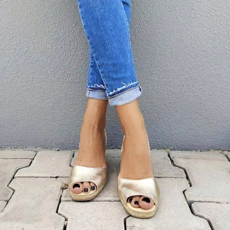 Classic Espadrille Wedge ('23 Edit) in Champagne Metallic