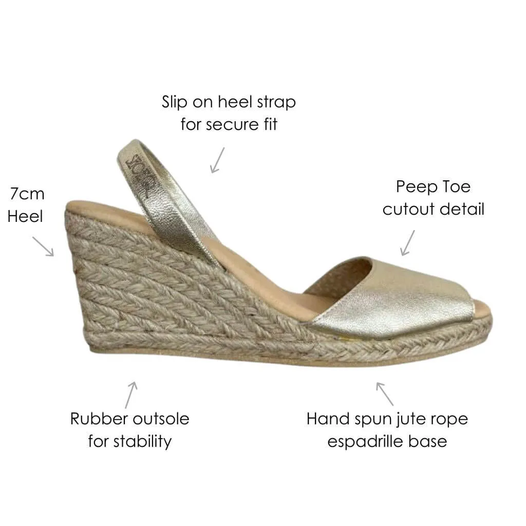 Classic Espadrille Wedge ('23 Edit) in Champagne Metallic