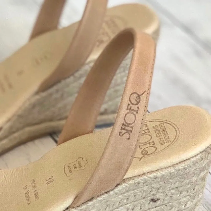 Classic Espadrille Wedge ('23) in Caramel Leather