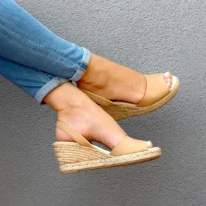 Classic Espadrille Wedge in Caramel