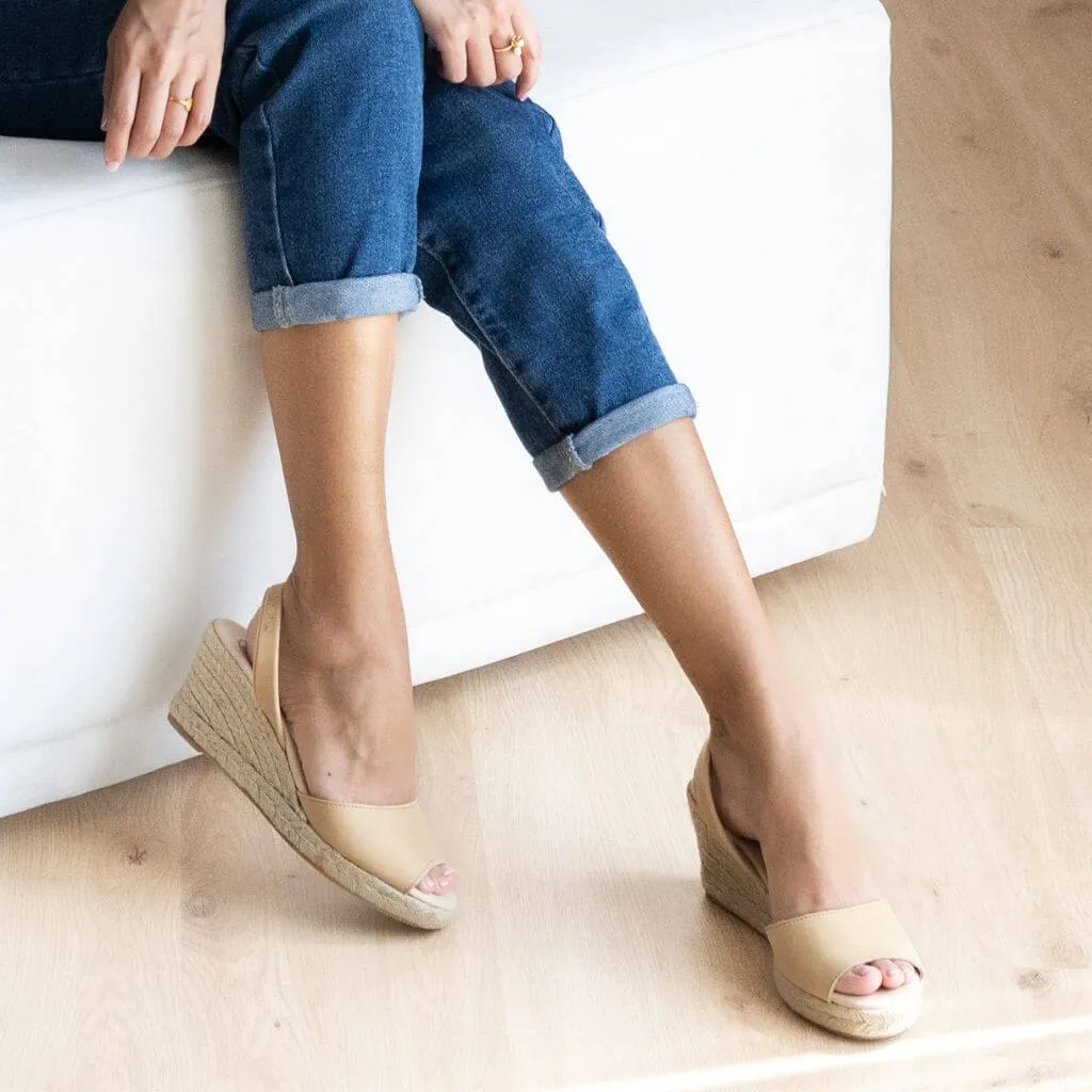 Classic Espadrille Wedge in Caramel