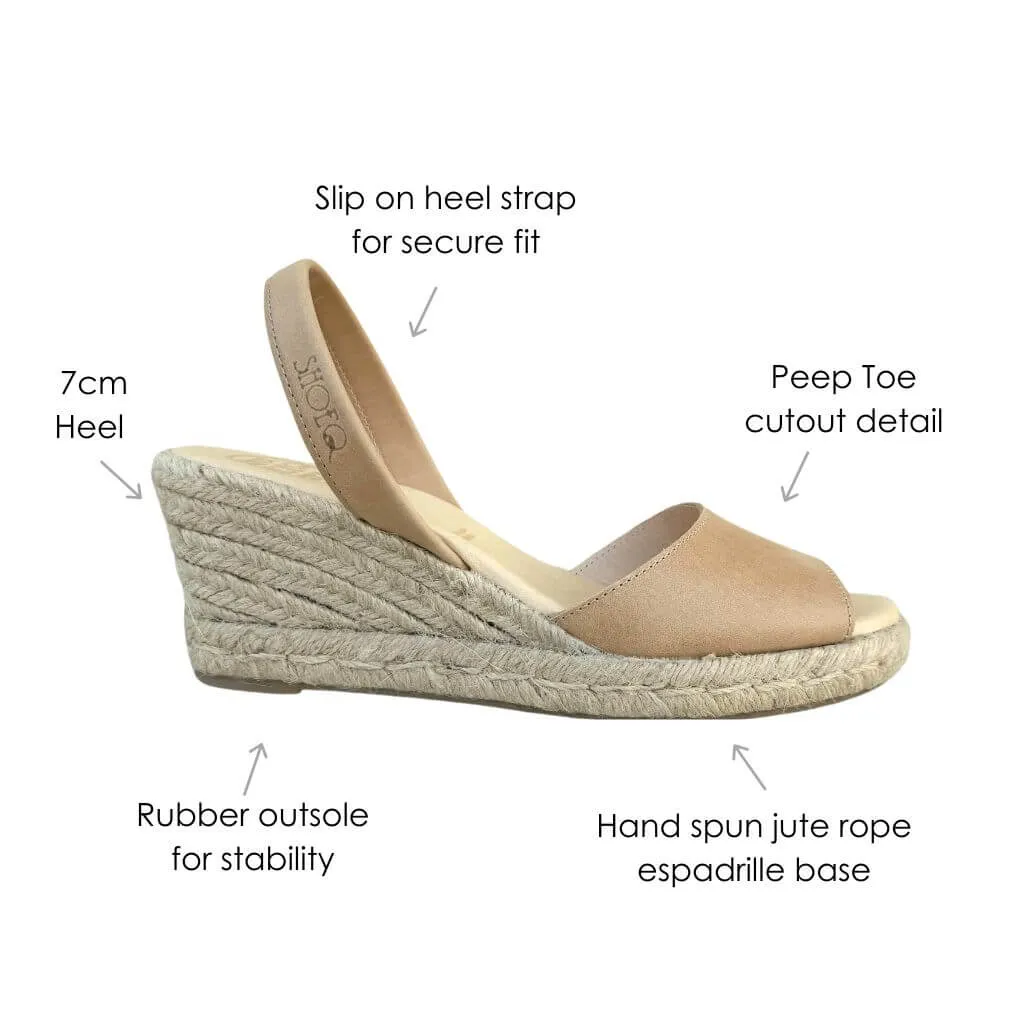 Classic Espadrille Wedge in Caramel