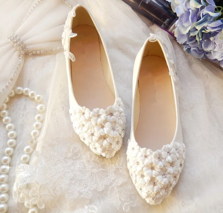 Daisy Vintage Style Wedding Flats - CM_L085