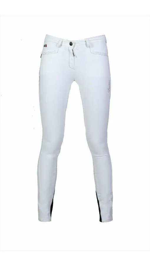 Equiline Clodette Full Grip Girls Breeches- White 10/11
