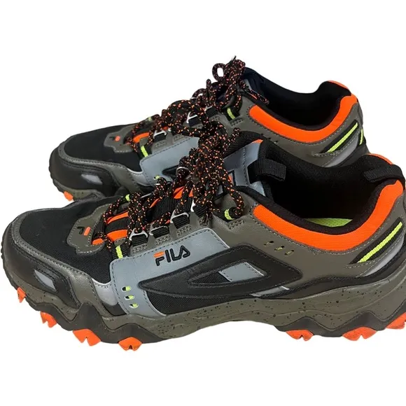 Fila Hiking Oakmont TR Athletic Shoe-Olive / Black / Orange Size 10.5