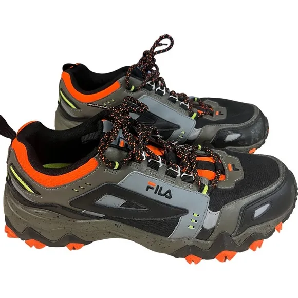 Fila Hiking Oakmont TR Athletic Shoe-Olive / Black / Orange Size 10.5