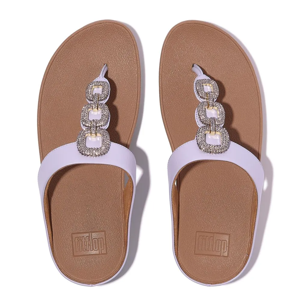 FitFlop Fino Crystal Chain Leather Sandals - Cool Lilac