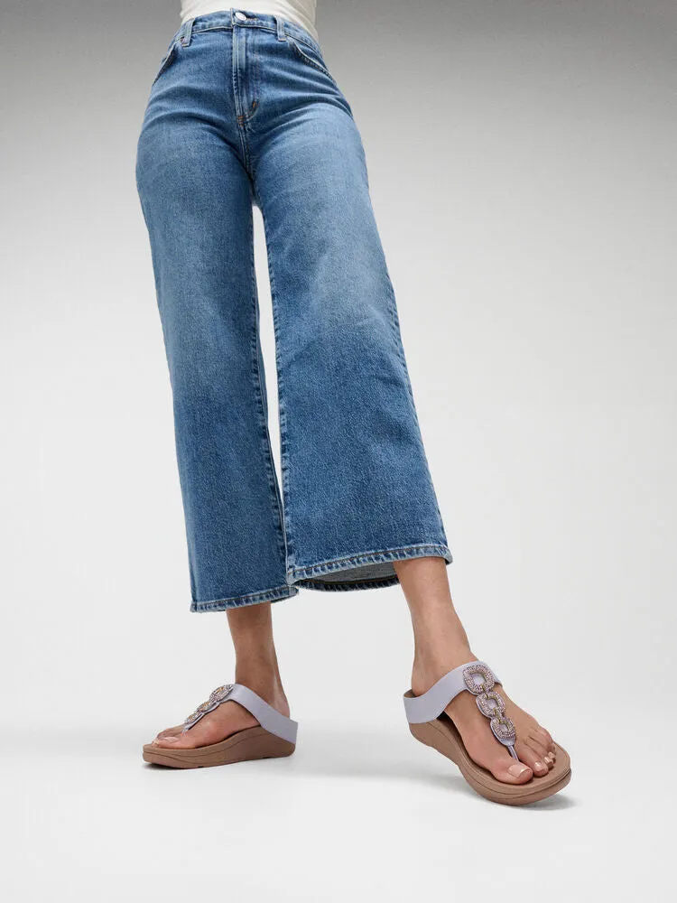 FitFlop Fino Crystal Chain Leather Sandals - Cool Lilac
