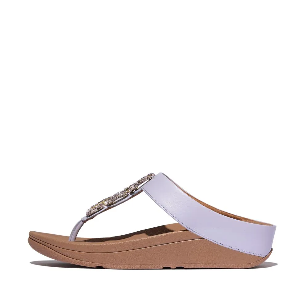 FitFlop Fino Crystal Chain Leather Sandals - Cool Lilac