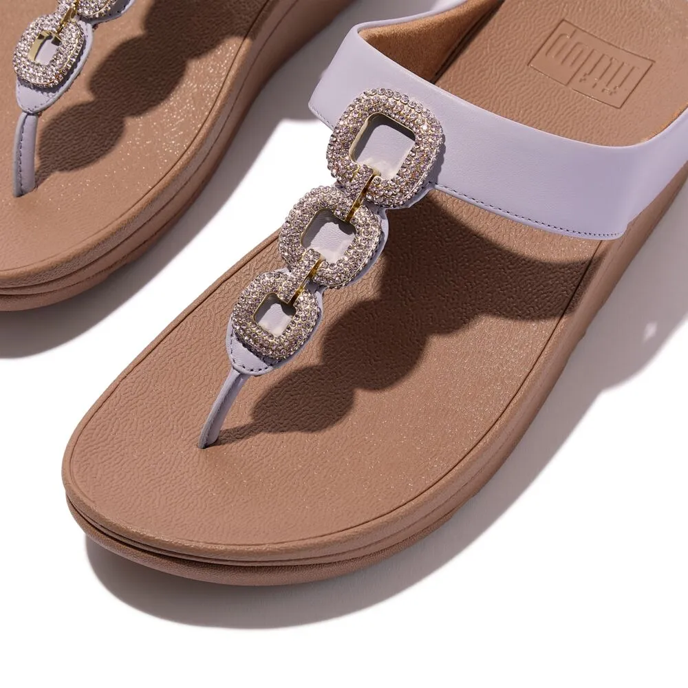 FitFlop Fino Crystal Chain Leather Sandals - Cool Lilac