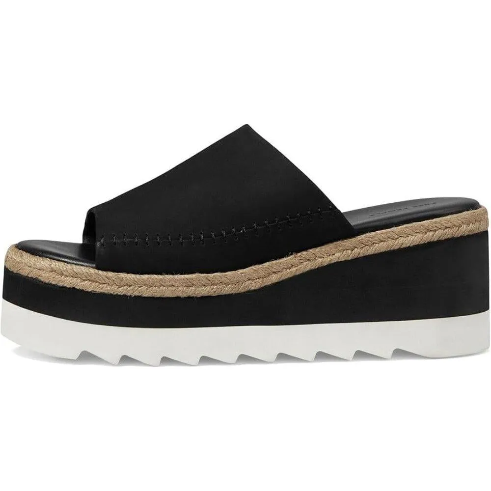 Free People Sandals Santorini Black Leather Platform Slides