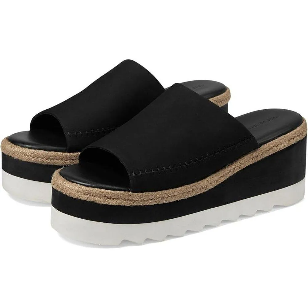 Free People Sandals Santorini Black Leather Platform Slides