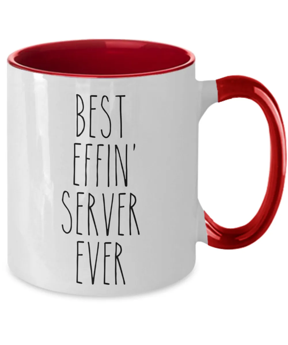 Gift For Server Best Effin' Server Ever Mug Two-Tone Coffee Cup Funny Coworker Gifts