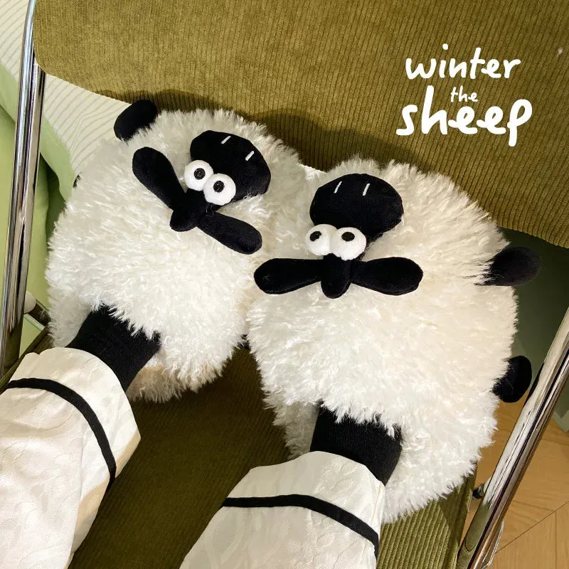 Hairy Sheep Furry Loafers - Women's Fuzzy Mules Slides