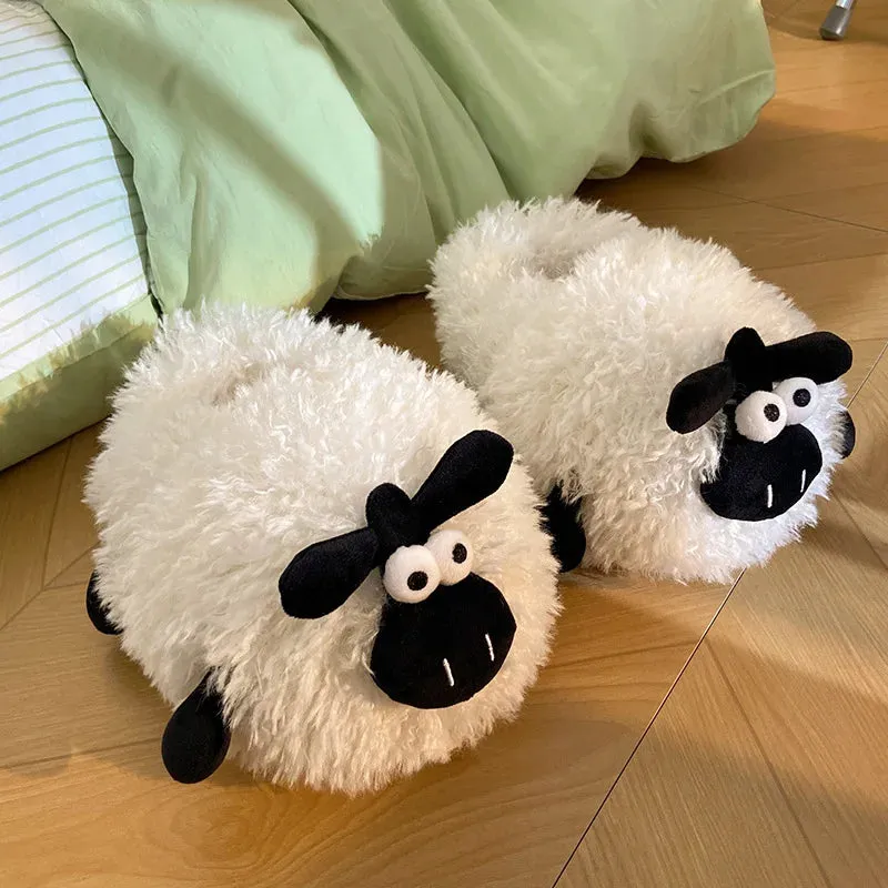 Hairy Sheep Furry Loafers - Women's Fuzzy Mules Slides