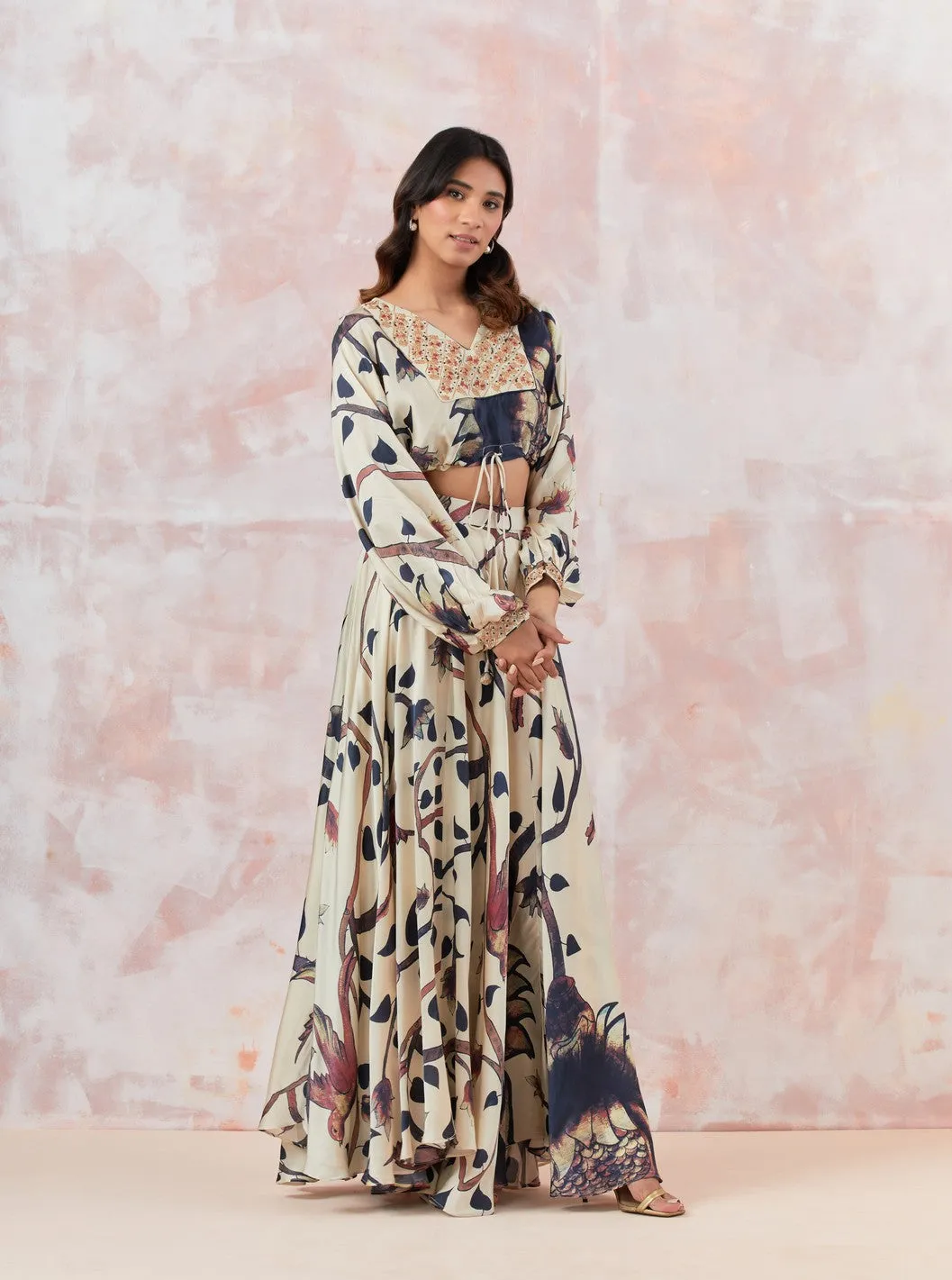 Ivory Embroidered Skirt Set