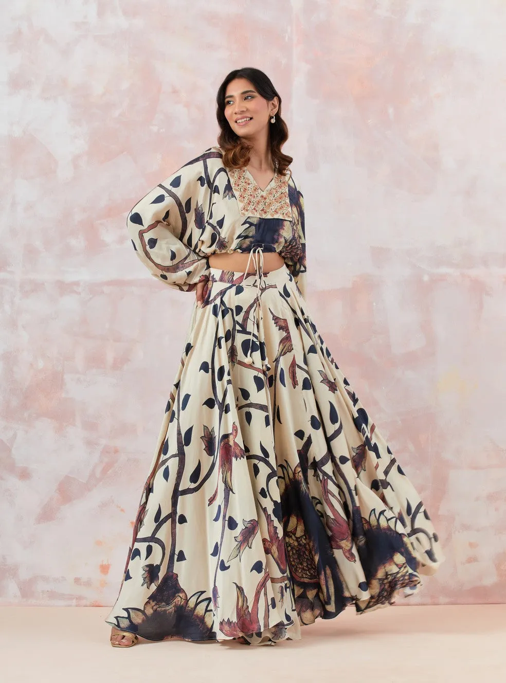 Ivory Embroidered Skirt Set