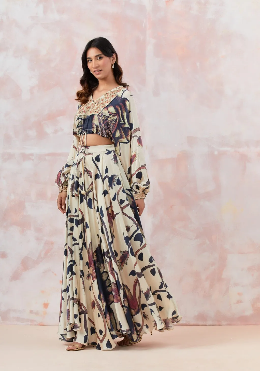 Ivory Embroidered Skirt Set