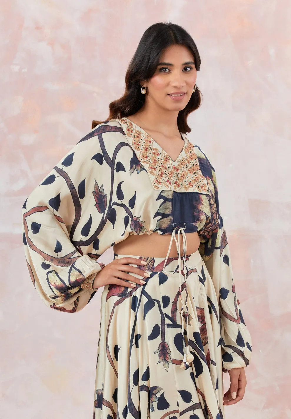 Ivory Embroidered Skirt Set