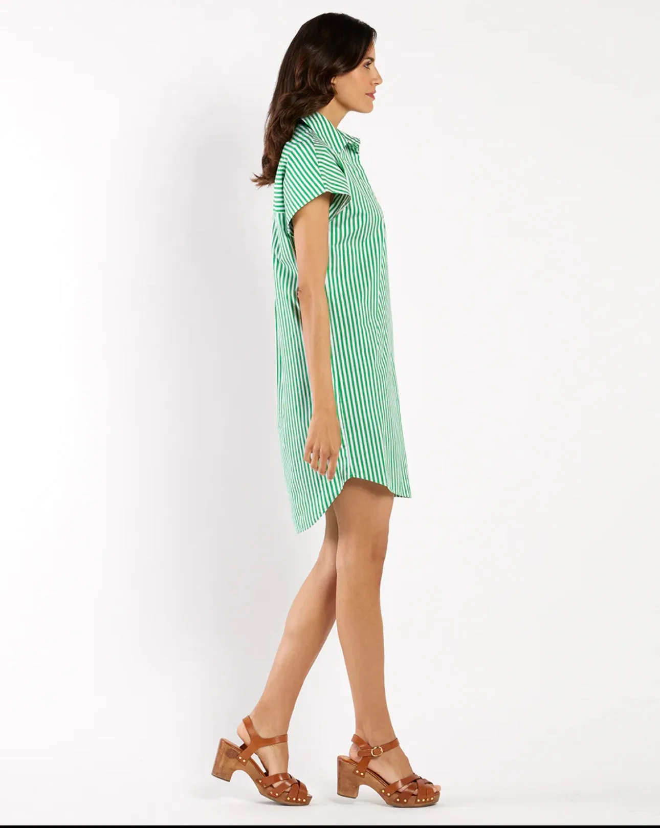 Jude Connally Carter Dress - Cotton Stripe Green