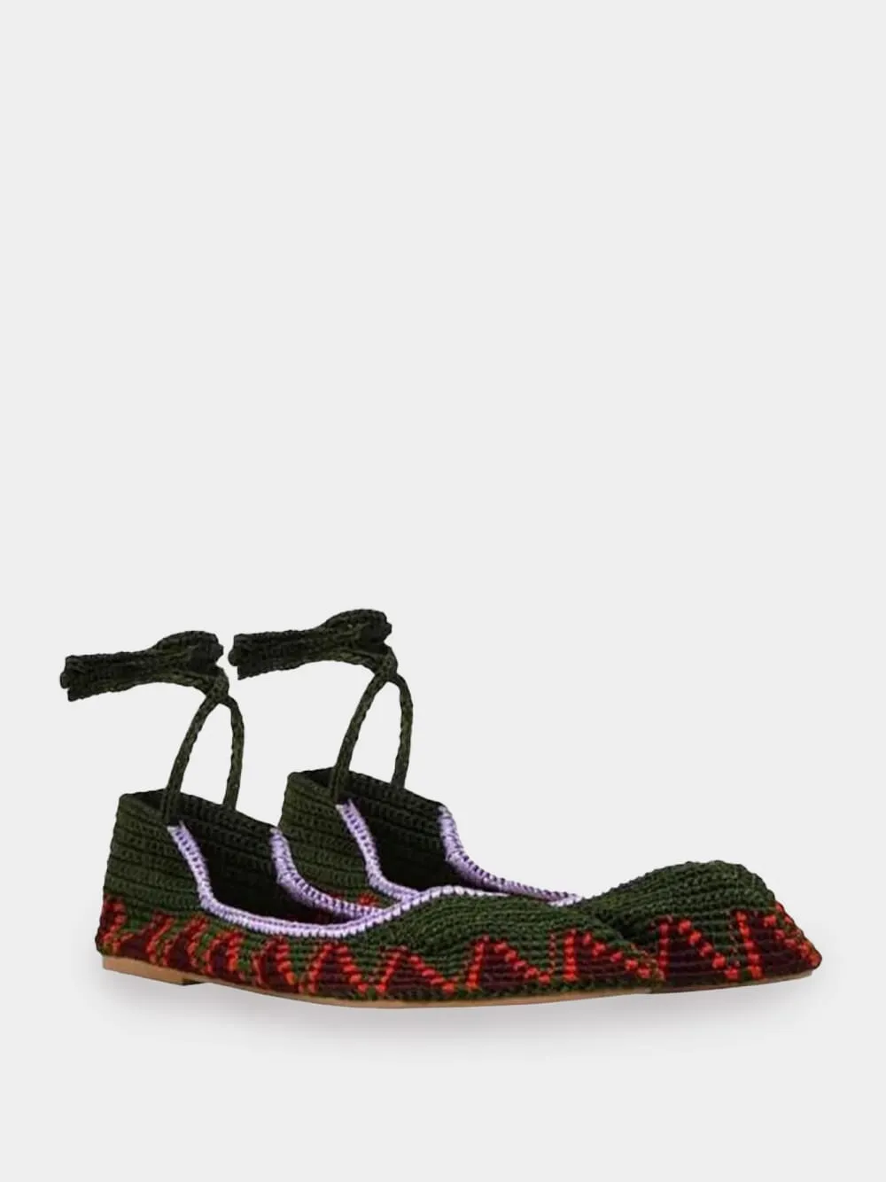 Lace Up Ballet Flat - Olive Green