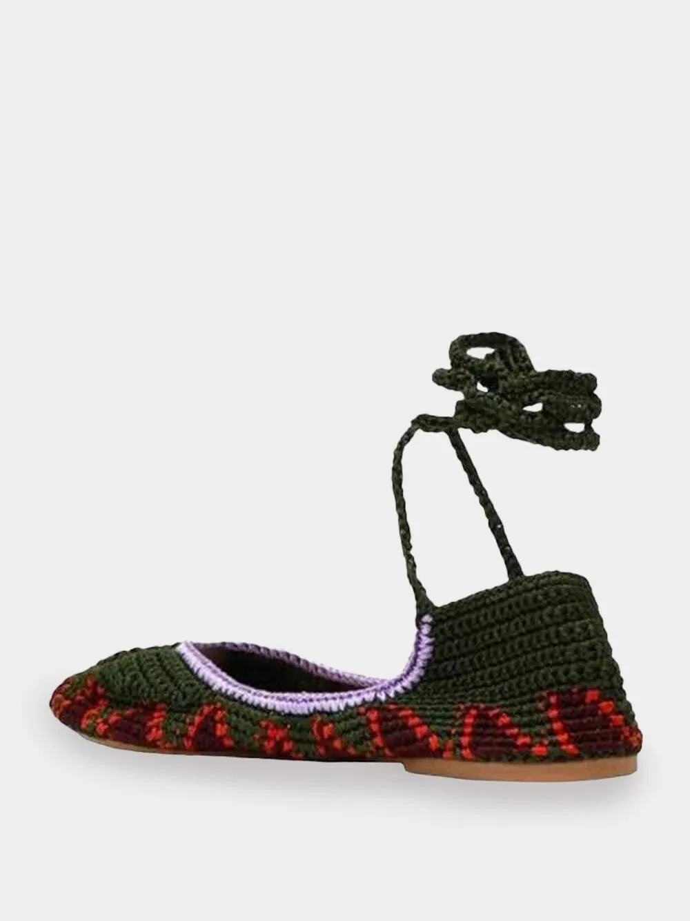 Lace Up Ballet Flat - Olive Green