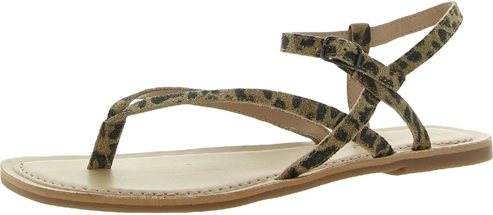 Lucky Brand Womens Bylee Faux Leather Flat Sandals Brown 5.5 Medium (B,M)