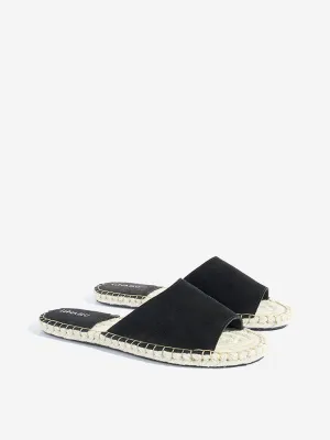 LUNA BLU Black Suede Espadrille Slides