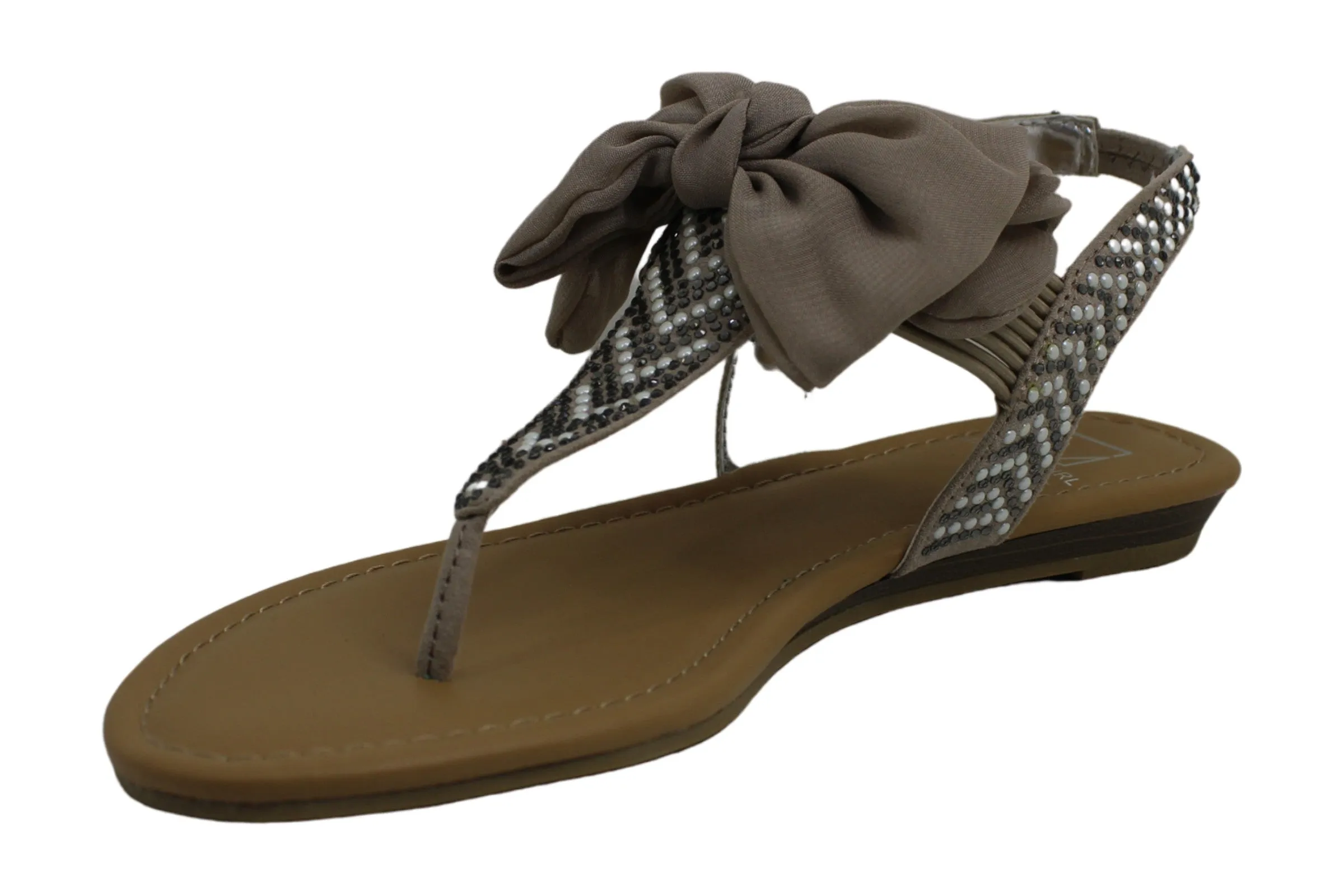 Material Girl Womens Swan3 Fabric Split Toe Casual Slingback Sandals, TAUPE, 7M