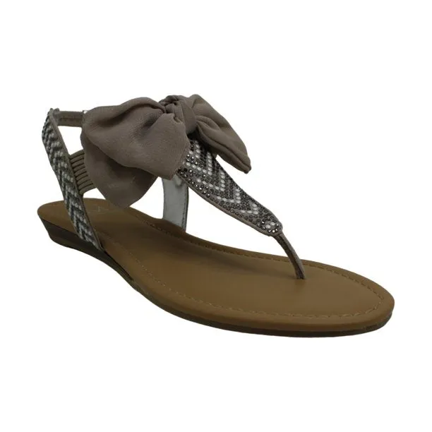 Material Girl Womens Swan3 Fabric Split Toe Casual Slingback Sandals, TAUPE, 7M