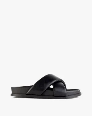 Mecca Flat Sandals Black Leather