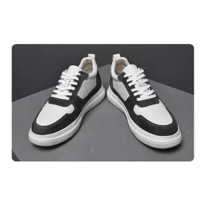 Men Sneakers Elevator Shoes Heightening Height Increase 7-8CM High Heels Shoes Genuine Leather Sport Shoes