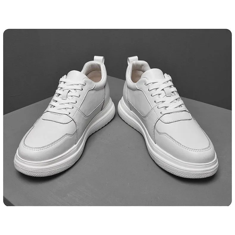 Men Sneakers Elevator Shoes Heightening Height Increase 7-8CM High Heels Shoes Genuine Leather Sport Shoes