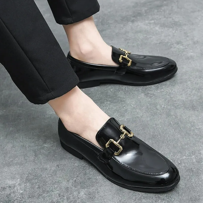 Men’s Stylish Black Vegan Leather Loafer with Buckle | Eco-Friendly Materials