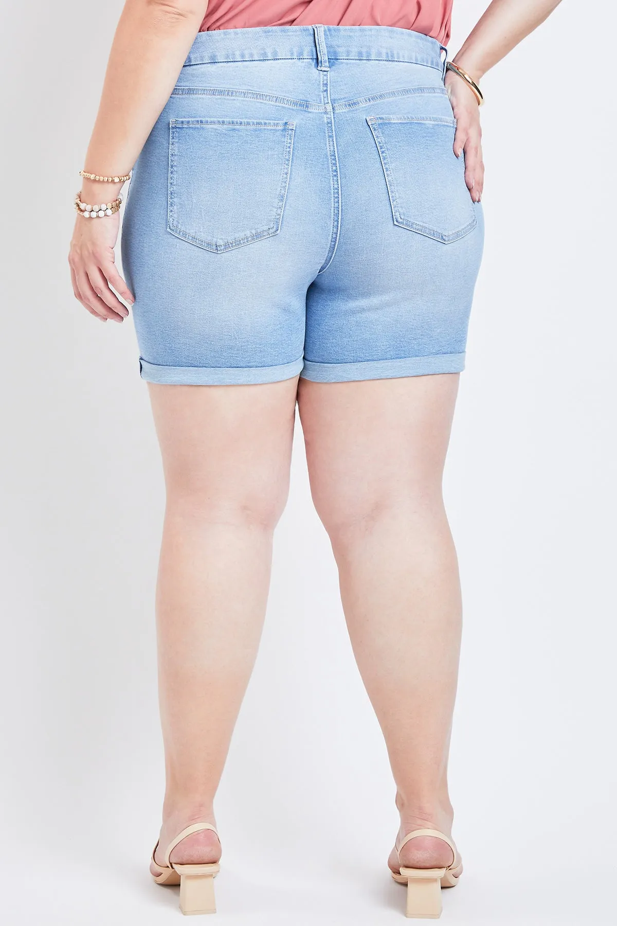 Missy Plus Size Curvy Exposed Button Fly Cuffed Shorts, Pack Of 12